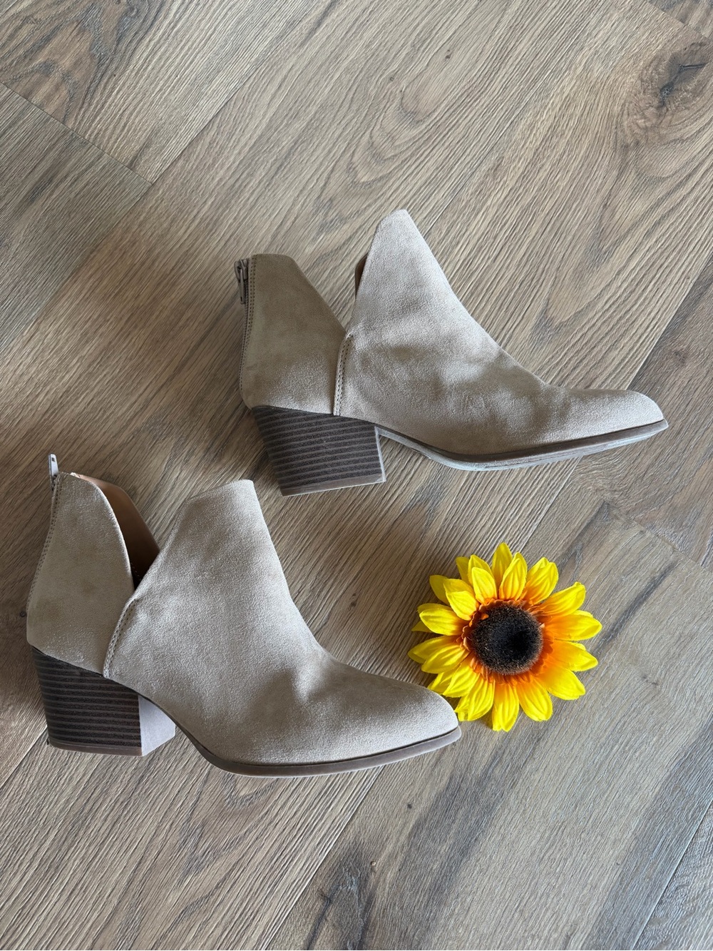 Taupe Suede Ankle Booties New